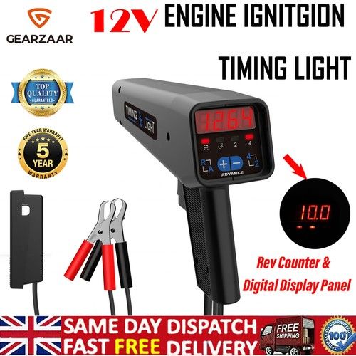 Professional 12V Engine Ignition Timing Light w/Digital Advance and Rev Counter