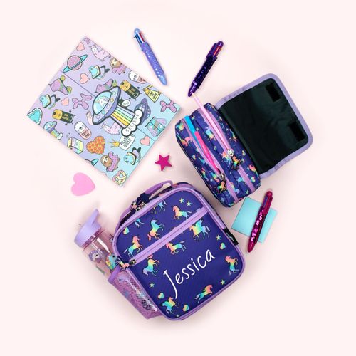 Kids Personalised Pencil Case 2 Compartment Large Stationery Zippe Pouch School — image 6