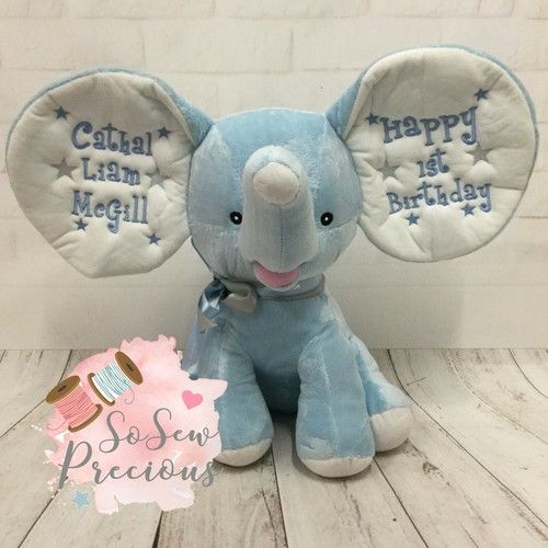 Personalised Cubbies Dumble Elephant, New Baby Teddy Bear Gift, Choice of colour
