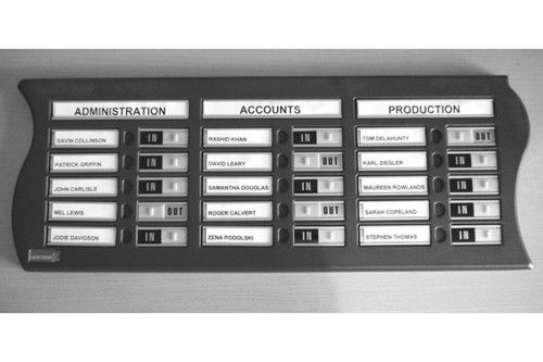 Staff In Out Attendance / Muster / Fire Drill Board With 15 Staff Names