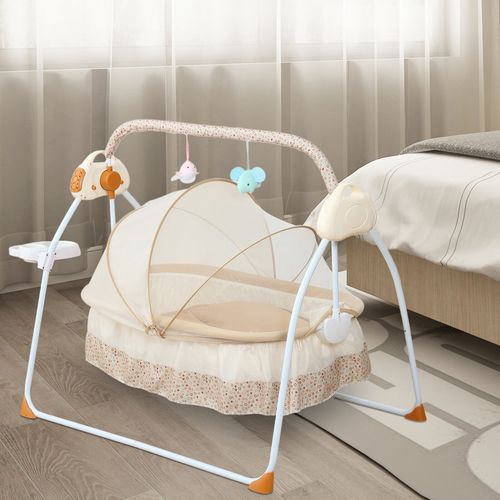 25KG Electric Bluetooth Auto-Swing Cot Baby Cradle Crib Infant Bed Rocking Chair — image 1