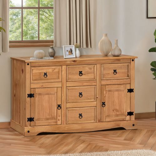 Corona Sideboard Large 2 Door 5 Drawer Solid Wood Mexican Pine Wooden Cabinet — image 1