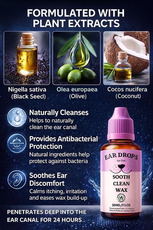 *TOP STRENGTH* Dog Ear Cleaner Drops STOP Shaking Ears Itching Mites Odour Wax — image 3