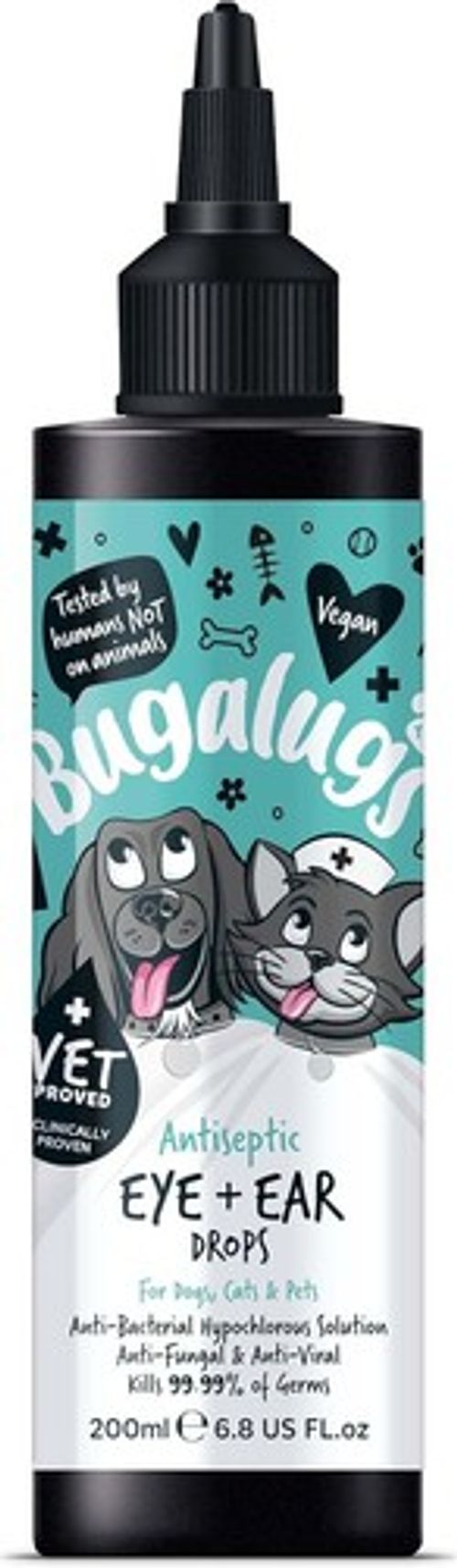 Bugalugs Dog & Cat Ears & Eyes Antiseptic Antifungal Antibacterial Cleaner Drops
