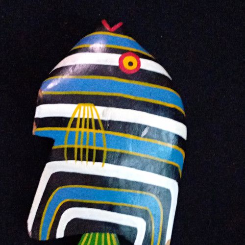Hand-Painted Tribal Decorative Wooden Mask, Multicolour African Art