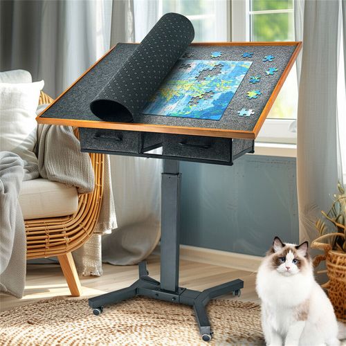 1500Pcs Jigsaw Puzzle Table Storage Board 2-Drawer & 4-Level Adjustable Tilting — image 2
