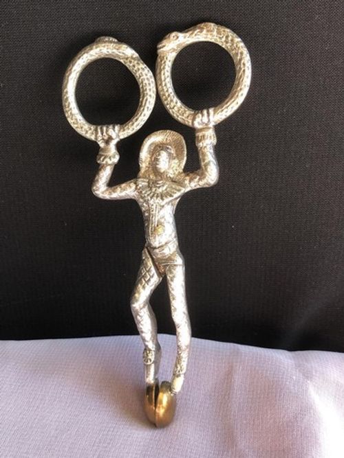 Vintage Silver Metal Monkey Harlequin Sugar Nips Tongs