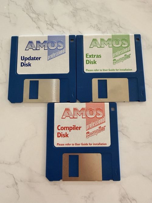 AMOS PROFESSIONAL AMIGA ORIGINAL UPDATER EXTRAS & COMPILER 3 DISK SET RARE — image 2