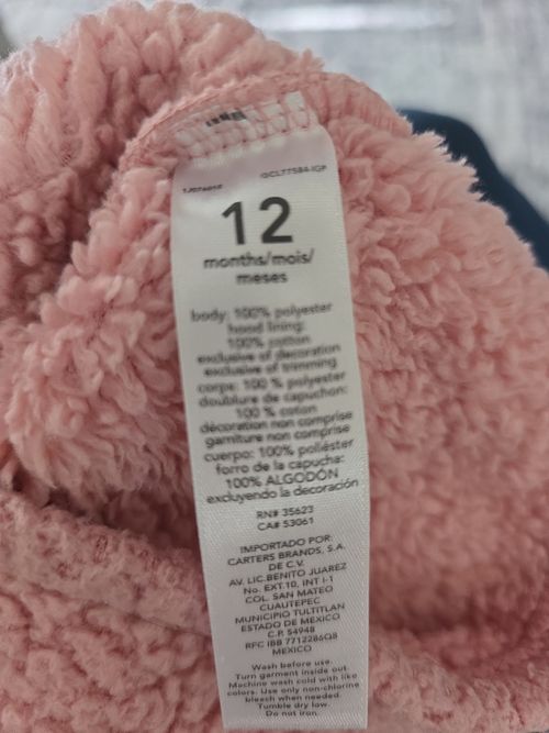 12 Months Carters Pink Polyester And Cotton  Teddy Bear Eared Jacket — image 6