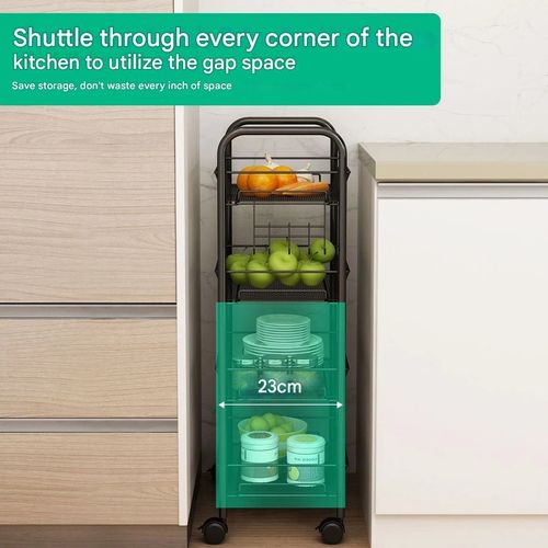 4 Tier Storage Trolley Cart on Wheels Kitchen Bathroom Laundry Narrow Space Rack — image 7