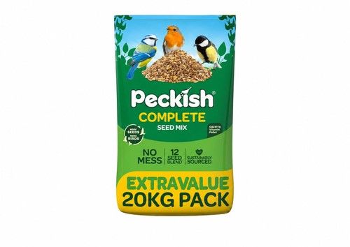 Peckish Complete Seed and Nut No Mess Wild Bird Food Mix, 20 kg, Natural Fast D