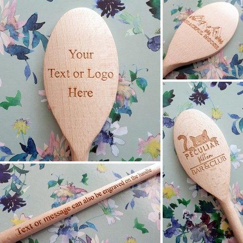 Custom Engraved Personalised Wooden Spoon - Design Your Own - Any Text or logo