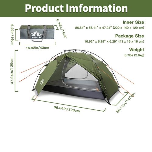 Backpacking Tent 2 Man Waterproof Lightweight Easy Setup Camping Shelter — image 5