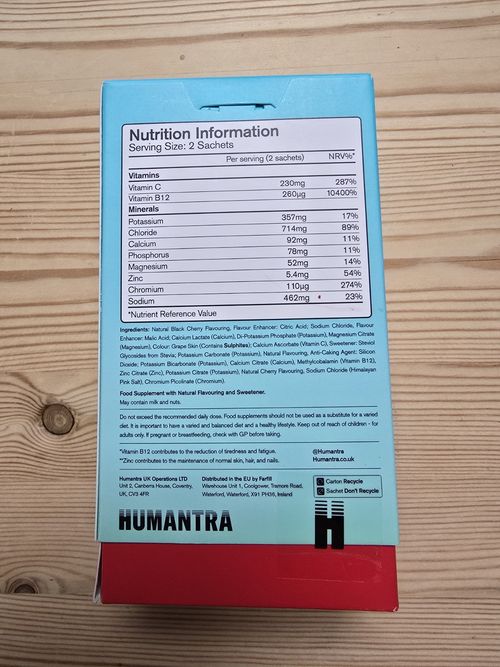 HUMANTRA Zero Sugar Vegan Electrolyte Sachets Black Cherry 6, 23.4g — image 3
