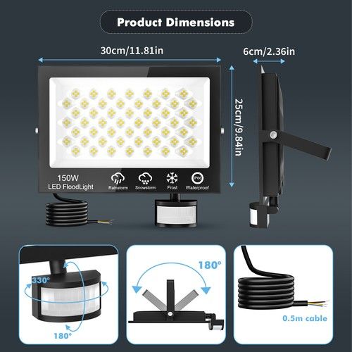 200W LED FLOODLIGHT OUTDOOR SECURITY LIGHT FLOOD GARDEN MOTION SENSOR PIR LIGHTS