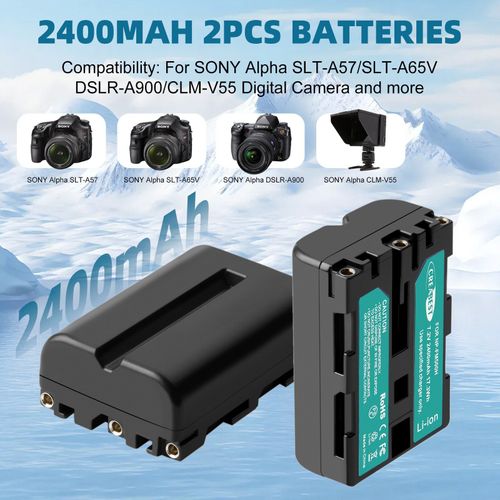 2x NP-FM500H Battery +Charger For Sony DSLR/SLT A58 A57 A350 A500 A100 A200 A300 — image 10