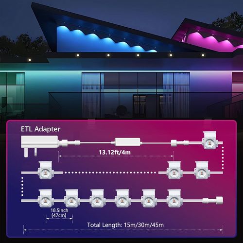 Permanent Outdoor Lights RGBIC Outdoor Christmas Decorations LED Eaves Lights UK — image 3