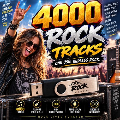 4000 Rock Tracks USB Drive – Ultimate Rock Music Collection – Classic & More