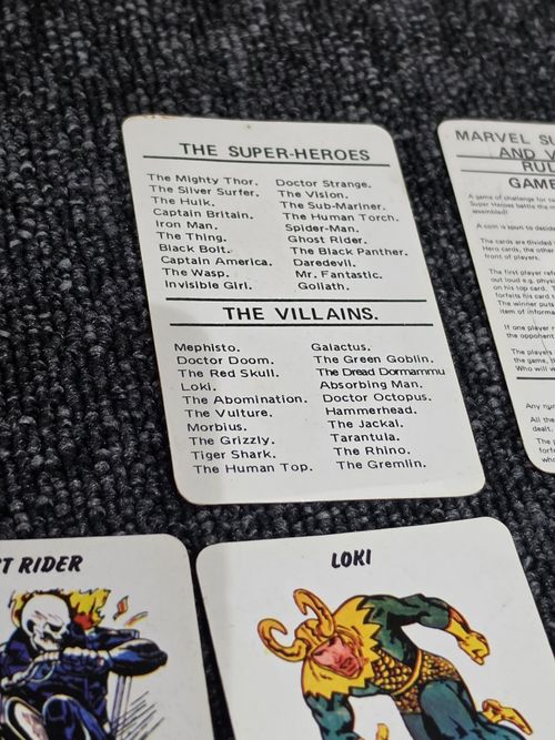 Marvel Heroes & Villains Top Trumps Rare Vintage Card Game 1970s complete  — image 9