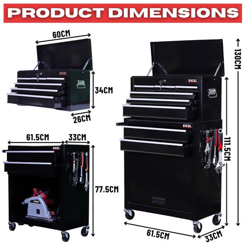 Excel 25" Roller Tool Chest Cabinet 8 Drawer Storage Toolbox — image 2