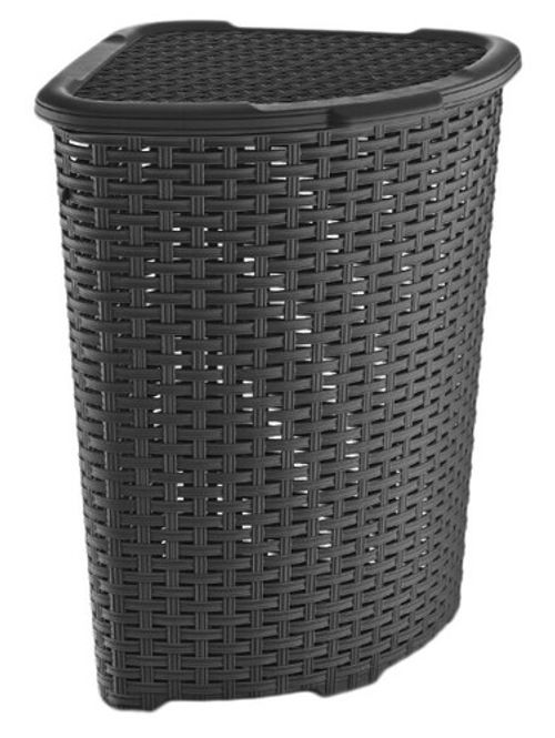 Corner Plastic Laundry Basket Lid Large Rattan Washing Clothes Storage Hamper