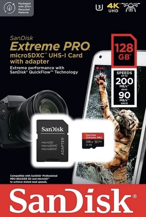 SanDisk Extreme Pro Micro SD Card & Adapter 128GB U3 A2 Drone Camera DashCam — image 5