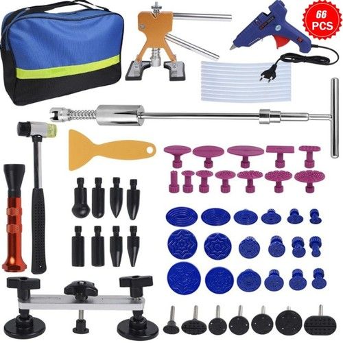 66PCS PDR Car Paintless Kit Dent Puller Lifter Repair Removal Hail Glue Gun Tool