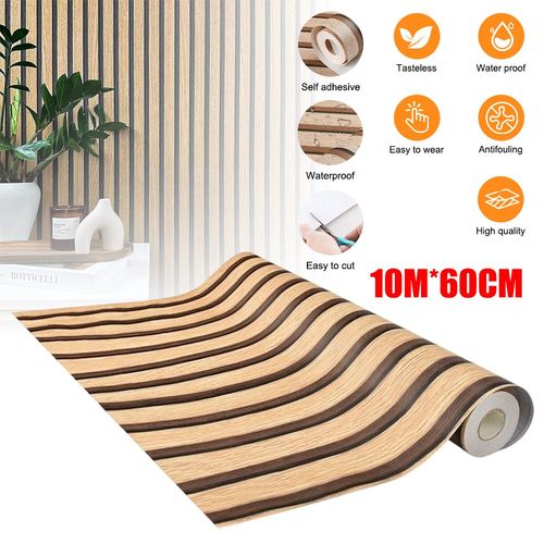 10M Self-Adhesive 3D Effect Wooden Slat Wall Panel Peel&Stick Easy DIY Wallpaper — image 9