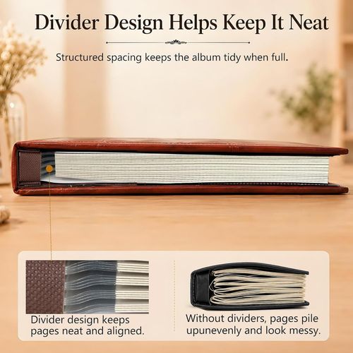 Magnetic Photo Album - Classic Red-Brown Leather, 40 Pages for Memories — image 8