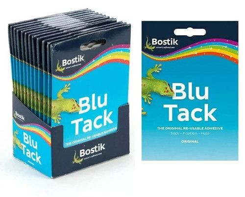 Bostik Blu Tack Sticky Tac Blue Economy Handy Size  Re-usable BLUE WHITE Tac 60g
