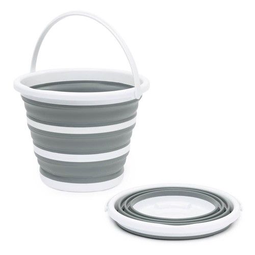 LIVIVO 10L Collapsible Bucket with Handle Foldable Space Saving Grey