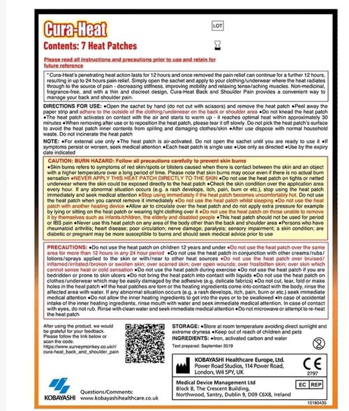 21 X Cura Heat Patches Back And Shoulder Pain 3x 7 Patches - All Day Pain Relief — image 4