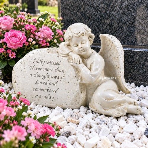 Memorial Angel Ornament Remembrance Sculpture Graveside Plaque Grave Memory