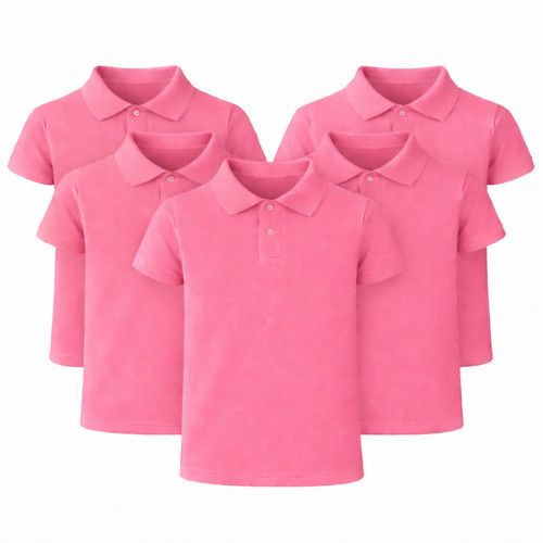 Pack of 5 Kids Polo Shirts Boys Girls Unisex School Uniform Plain PE T-Shirts