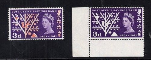 1961 Post Office Savings. SG624a. 3d orange brown omitted error. Fine MNH.