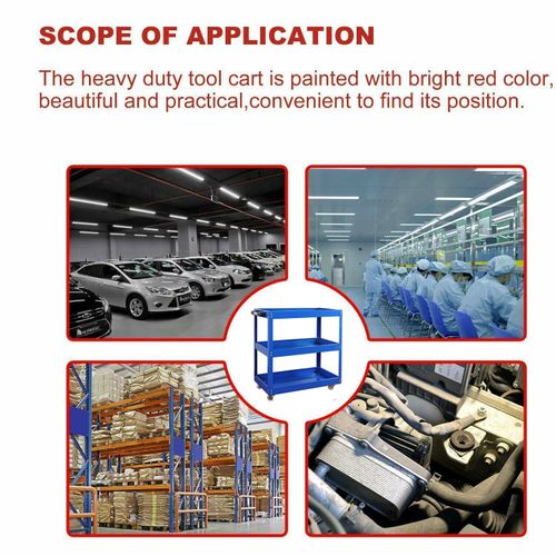 Durable Garage Tool Storage Heavy Duty Trolley Workshop 3 Tier Wheel Cart Shelf — image 6