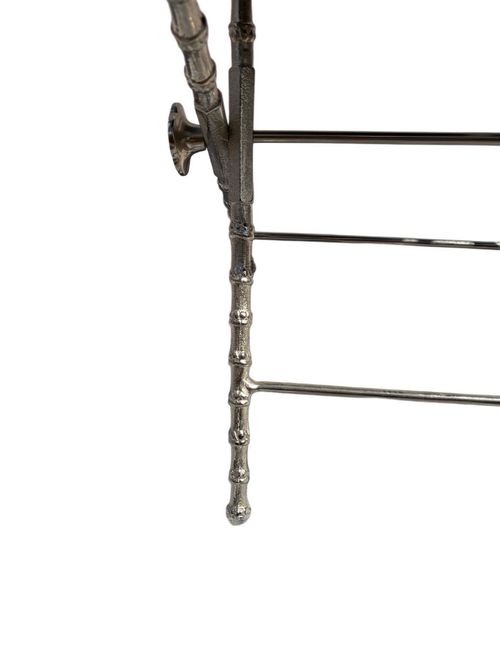 Mid-Century Mirrored Faux Bamboo Serving Table Silver Tone French Vintage 1960s — image 5