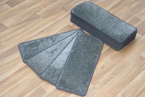 14 Carpet Stair Case Treads Majestic Grey 609 Saxony Large Pads  20cm x 50cm x14 — image 5