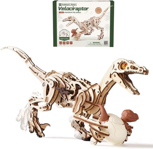 ROKR Prehistoric Planet Velociraptor 3D Wooden Puzzle Dinosaur Jigsaw Model Kit — image 3