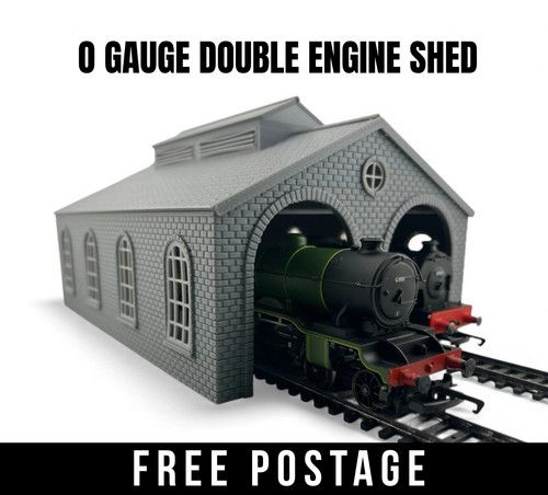 O Gauge 1:43 Double Engine Shed – 3D Printed Model Railway Building (Unpainted)