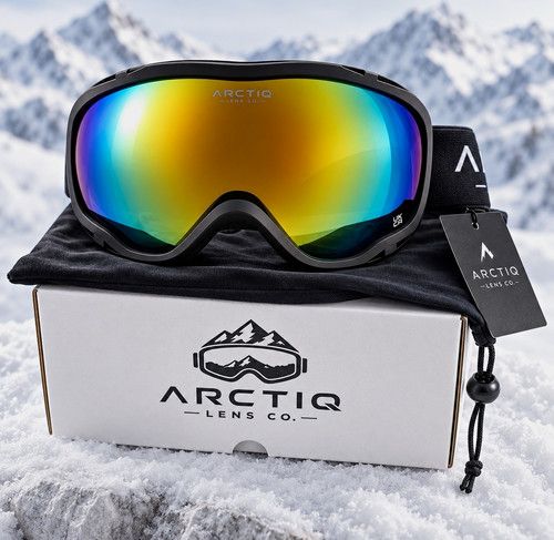 ARCTIQ Lens Co. Ski/Snowboard Goggles Mirrored UV400 Anti-Fog Wide View Black