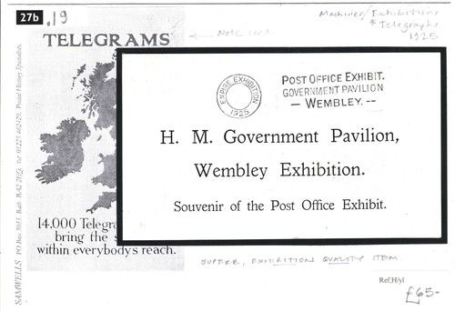 GB 1925 Wembley Card GOVERNMENT PAVILION Machine Slogan EMPIRE EXHIBITION 27.19