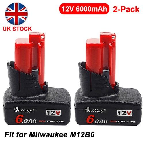 2pc Battery For Milwaukee M12 B6 LITHIUM ION XC 6.0 High Capacity 12V Drill Tool