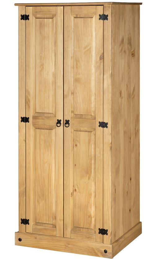 Corona Wardrobe 2 Door Bedroom Solid Mexican Pine Wood Flat Top — image 8