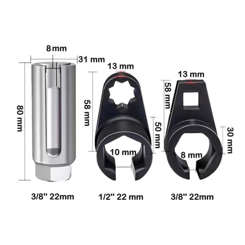 3Pcs O2 Oxygen Lambda Sensor Socket 6 Point Wrench Tool Remover Installer Set — image 2