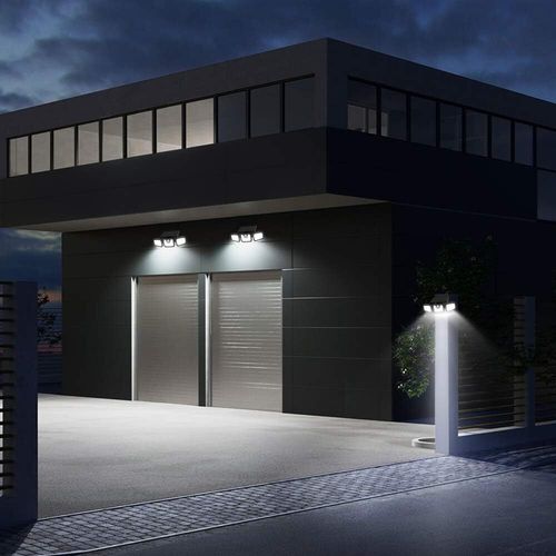 3-Head 74 LED Solar Powered PIR Motion Sensor Wall Garden Security Flood Lamp — image 9