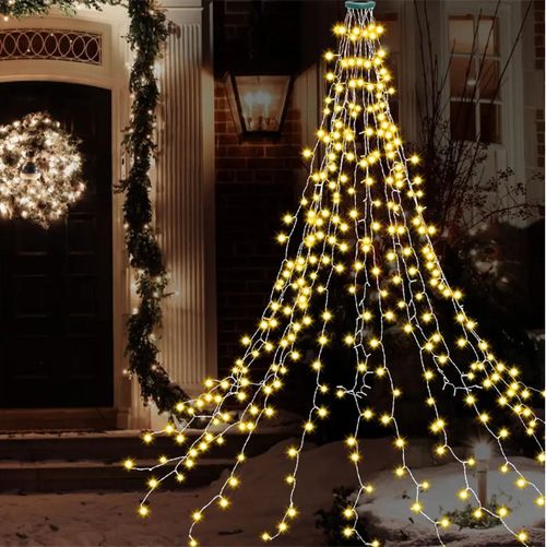 448LEDs Camping Party Waterfall Christmas Xmas Tree Wall Topper String Lights UK — image 3
