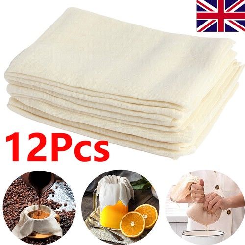 12PCS Cotton Cheese Cloth for Straining, Fine Reusable Muslin Cloths for Cooking
