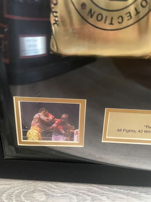 Dome Framed Nigel Benn Hand Signed Gold Boxing Glove — image 3