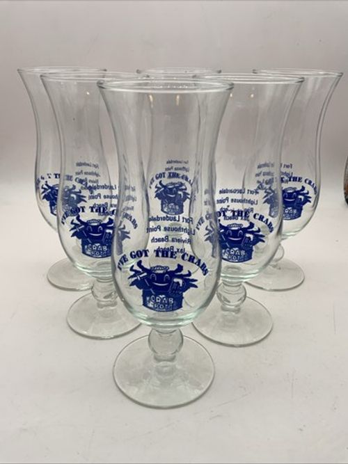 Vintage Glass Set I’ve Got The Crabs Crab Pot Fort Lauderdale Six 440ml 